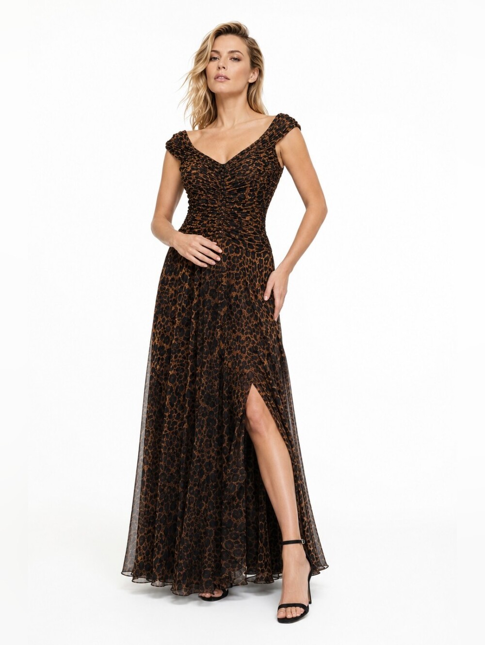 Vintage Liancarlo Couture Animal Print Silk Chiffon Glam Evening Dress Size 12